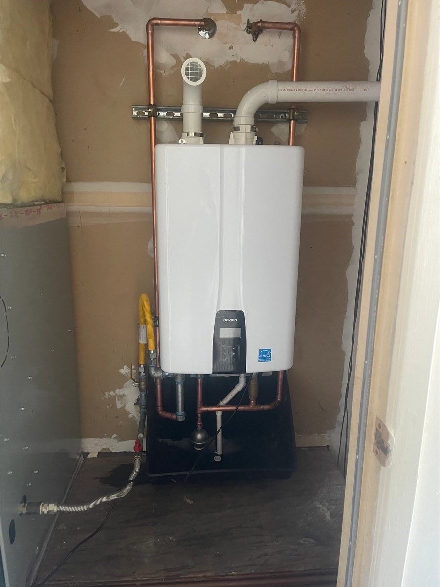 Navien tankless water heater installation with copper piping in Sonoma County